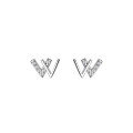 wholesale S925 Sterling Silver W Letter Ear Studs Earrings For Women-0-0