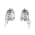 wholesale S925 Sterling Silver Irregular Multi-Layer Patchwork Smiling Heart Pendant Exquisite Ear Clasp Korean Version Ins Minimalist Style for Women-0-6