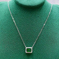 wholesale S925 Silver Necklace with Vintage 6*8 Emerald Cut Pendant, Summer Versatile Women's Jewelry, Hot Sale in Live Streams-0-3