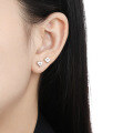 wholesale S925 Sterling Silver Four-Leaf Clover Diamond Stud Earrings Women Minimalist Style Small Fresh Personalized Elegant Heart-shaped Silver Earrings Wholesale-0-1