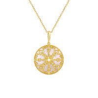 wholesale S925 Metal Rococo-style Vintage Geometric Circular Pendant with Natural Freshwater Pearl and White Shell-Pearl Shell Pendant 925 Silver