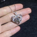 Sterling Silver 3-Carat Moissanite Heart Pendant Necklace, Valentine's Gift-0-1