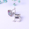 wholesale S925 sterling silver inlaid luxury colorful gemstone ear studs, simple fashion and personalized coated crystal earrings-0-2