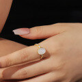 wholesale S925 Sterling Silver Gold-Plated 32ct Gemstone Ring Women Unique Design Natural Moonstone Ring-0-1