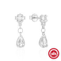 wholesale 925 Sterling Silver Elegant and Luxurious Diamond-Inlaid Teardrop Earrings,。-Gold 925 silver