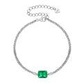 wholesale S925 Sterling Silver European & American New Square Emerald Bracelet with High-End Design Double Chain Accessory-0-4