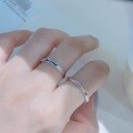 wholesale 999 Sterling Silver Korean-style Women's Versatile Fashion Minimalist Ring, Small Design Temperament Cold Tone Index Finger Band-0-3