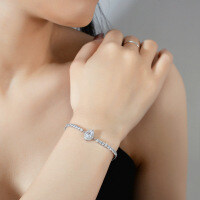 925 Silver Moissanite Teardrop Pear Simple Women's Bracelet Live Factory Direct-1 carat (set with moissanite)  925 silver