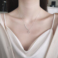 wholesale S925 Sterling Silver Korean Minimalist Ins Style Geometric Letter Accent Necklace Creative Matching Collarbone Chain for Women-0-0