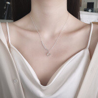 wholesale S925 Sterling Silver Korean Minimalist Ins Style Geometric Letter Accent Necklace Creative Matching Collarbone Chain for Women-600LH/approx. 3.6g 925 silver