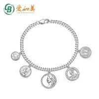 wholesale Copper-plated bright silver French retro relief portrait side chain bracelet for women, fashionable and unique accessories wholesale-Bright silver + swimming paint>925 silver