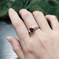 wholesale S925 sterling silver inlaid with natural topaz and garnet gemstone triangle ring couple's matching bands-0-2