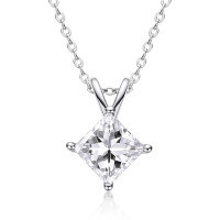 wholesale S925 Sterling Silver Necklace [Clearance with Free Shipping] Unconventional Square Zircon Pendant for Women, Small and Unique, Simple and Versatile-Model D [clearance free shipping]