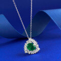 wholesale S925 Silver New Style Simulated Emerald 8*10 Necklace European and American Pendant for Women 40+5cm-0-1