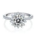 wholesale S925 Sterling Silver New Sunflower Natural Style with GRA Certificate 1 Carat Moissanite Ring-0-7