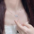 wholesale S925 Sterling Silver Early Spring Lucky Clover Flower Diamond Inlaid Necklace Fashion High-End Sense Light Luxury Valentine's Day Collarbone Chain-0-3