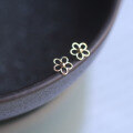wholesale 9K Gold Dainty Hollow-Out Small Flower Cute and Elegant Student Stud Earrings-0-1
