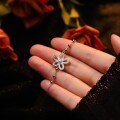 wholesale S925 Sterling Silver Light Luxury Diamond-Inlaid "Worldly Wealth Flower" Bracelet, Lucky Five-Petal Flower, Niche and High-End, for Female Best Friends-0-1