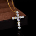 925 Silver Large Geometric Cross Pendant Moissanite Women's Necklace-0-0
