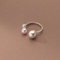 wholesale S925 Silver Shell Pearl Synthetic Pearl Ring Adjustable Index Finger Jewelry J9452-0-2