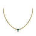 wholesale Sterling Silver Style 1ct 5*7 Lab-Grown Emerald Pendant Adjustable Necklace 40+5+3cm-0-5