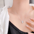 wholesale [Silver S925] Laser Four-Leaf Clover Pendant Necklace for Women, Minimalist Luxury Small Design High-End Sense Collarbone Chain, Ins Style-0-4