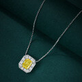 wholesale 925 Silver Shipei Jewelry New Necklace for Women 4ct Simulated Diamond Canary Yellow 8*10 High Carbon Diamond Pendant 40+3cm-0-3