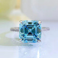 wholesale 925 Silver Zhuo Zhifan New 9*9 High Carbon Simulated Diamond Aquamarine Simulation Diamond Ring for Women Wedding Engagement-0-5