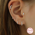 wholesale S925 Sterling Silver Diamond-Studded Waterdrop Flat Thread Cartilage Ear Piercing, Minimalist INS Style-0-1