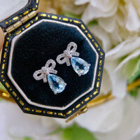 wholesale S925 sterling silver full body fairy earrings small bow French light luxury earrings gentle and delicate versatile-BE0124-Platinum>925 Silver