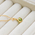 wholesale S925 Silver Plated 14k Gold Peridot and White Zircon Necklace in Japanese Retro Style-0-3