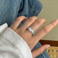 wholesale 925 Sterling Silver Irregular Fold Blue Zircon Texture High-end Sense Open Ring for Women-0-0
