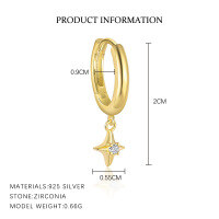 wholesale S925 Sterling Silver Cross Earrings With Rhinestones, Fashionable And Minimalist French-style Women's Earrings-E4740-Gold/Single 925 Silver