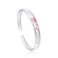 wholesale Sterling Silver S999 Open Rose Flower Bracelet for Women, Vintage Carved Textured Bangle, Fashionable Personality Silver Bracelet-0-4