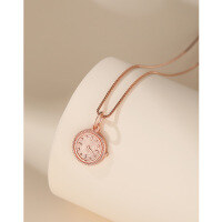 wholesale 999 Sterling Silver 520 WatchClock Necklace for Women, Small and Minimalist, Luxury High-End Feel, Xiaohongshu Viral Collarbone Chain-Rose gold pendant (without chain)  999 silver