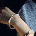 wholesale Metal material first, classic natural freshwater pearl bracelet 5A near-round Australian white pearl jewelry live supply-0-4