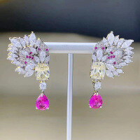 wholesale S925 Sterling Silver New Drop-Shaped Pear Earrings, Women's Minimalist Design Earrings, Fashionable Style-E442 Rose Red 925 Silver