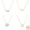 wholesale S925 Sterling Silver INS Circle Diamond Pendant Necklace, a trendy and versatile cross-border bestseller-0-0