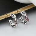 wholesale S925 Sterling Silver Creative C-Circle Colorful Resin Process Banknote Symbol Stud Earrings Retro Trendy Earrings-0-1