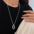 wholesale S925 Sterling Silver Minimalist Pig Nose Long Pendant Necklace for Women, Korean Spring and Summer New Ins Trendy Sweater Chain-0-2