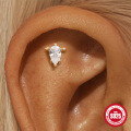 wholesale S925 Sterling Silver Geometric Opal and Diamond Flat Threaded Ear Cuff with Moonstone Fringe-0-2