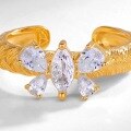 wholesale Metal material first: new fashion butterfly zircon wheat ear ring for women, Italian brushed finish, lightweight luxury and ethereal elegance ring-0-3
