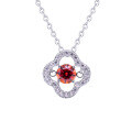 wholesale S925 Sterling Silver Pendant Light Luxury Collarbone Chain Birthday Gift Simple and Fashionable Red Moissanite Four-Leaf Clover Necklace for Women-0-4