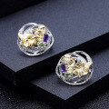 wholesale S925 Sterling Silver Designer High-End Gemstone Ear Studs Natural Style Design with Natural Gemstones-0-1