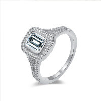 wholesale S925 Silver within reach moissanite ring fashionable closed ring cross-border temu hot selling new style source factory wholesale-Gold 5A Zircon US Size 5