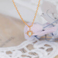 wholesale S925 silver-plated 14K gold Australian opal necklace with a fashionable and minimalist snowflake design-0-2