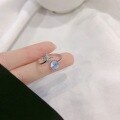 wholesale S925 Sterling Silver Mermaid Tail Women's Ring, Light LuxuryDesign Adjustable Index Finger Ring with Moonstone-0-3