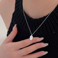 wholesale S925 Sterling Silver Geometric Rose Pendant Necklace for Women, Autumn Minimalist Versatile Internet-Famous Style Collarbone Chain-Pure silver (40+5CM)