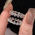 wholesale S925 Sterling Silver French Romantic Lace Single Row Diamond Ring High-end Combination Stackable Ring Row Diamond Pinky Ring Index Finger Ring-0-0