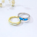wholesale 925 Silver Vintage Rectangular Mosaic Composite Opal OPAL Ring Women's White Opal Light Luxury Jewelry Band-0-2